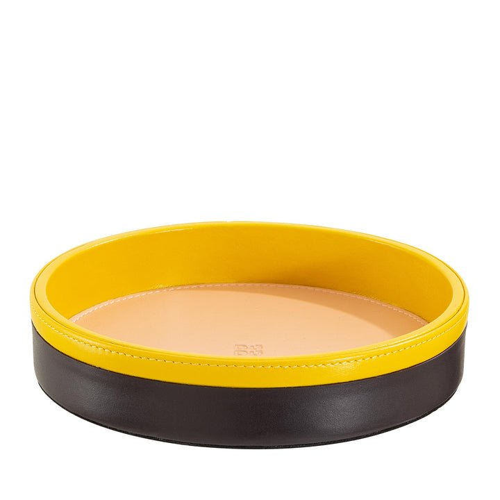 DuDu Rundes Leder-Tablett für den Eingangsbereich, kleines 16cm grosses Tablett in Buntem Design, De