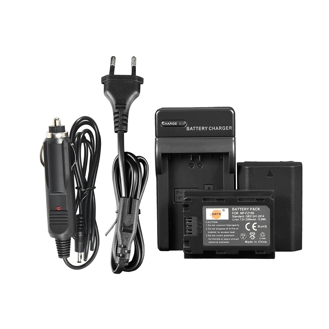 DSTE® 2 Pack NP-FZ100 FZ100 Battery + Dual USB Quick Charger Kit for Sony A7R3 A7R III α7R III α7R3