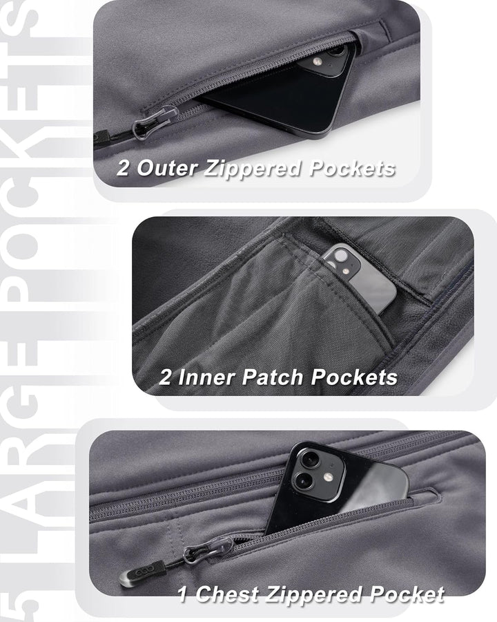 33,000ft Damen Softshell Westen mit Abnehmbarer Kapuze Fleece Gefütterter Ärmelloser Jacke Wasserdic