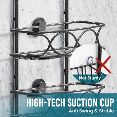 TAILI Saugnapf Hängende Duschablage Zum Hängen mit Rasierständer & Seifenhalter, Shower Shelf Mit 4