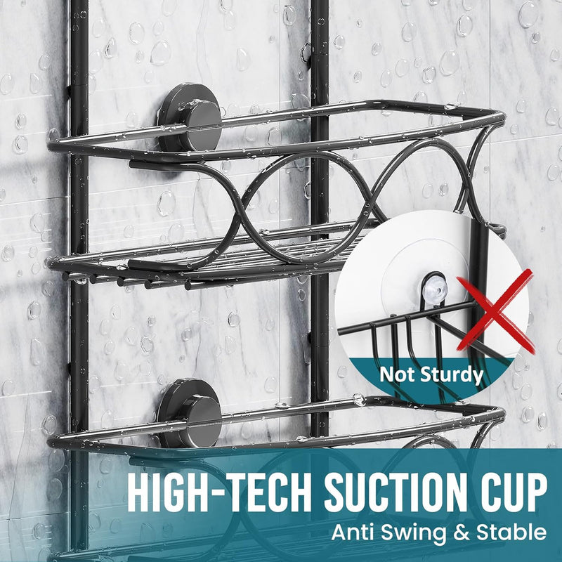 TAILI Saugnapf Hängende Duschablage Zum Hängen mit Rasierständer & Seifenhalter, Shower Shelf Mit 4