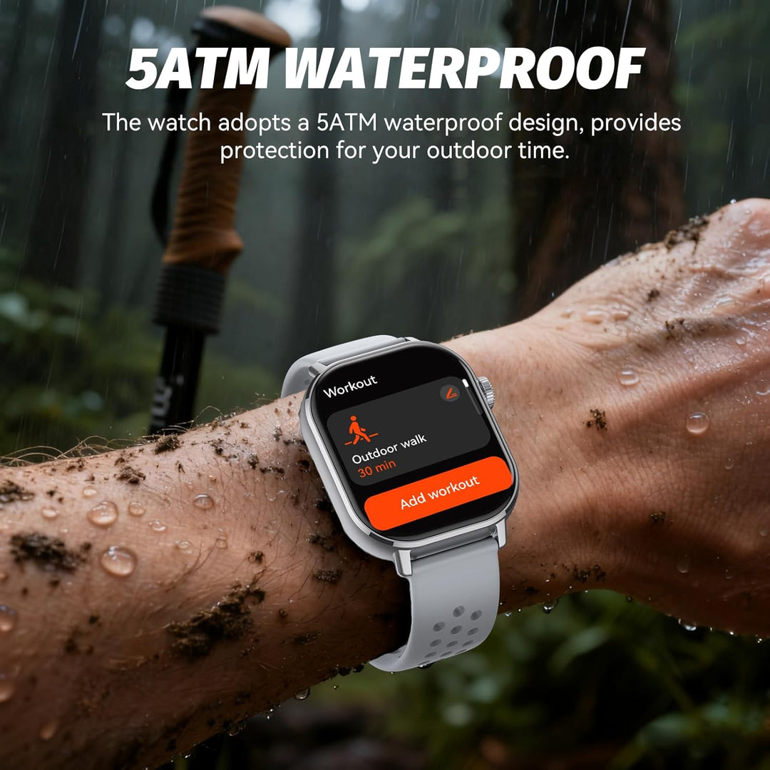 uaue Smartwatch Damen Herren mit GPS, 2.06" AMOLED Display, 5ATM Wasserdicht, Bluetooth Anruf, 178+