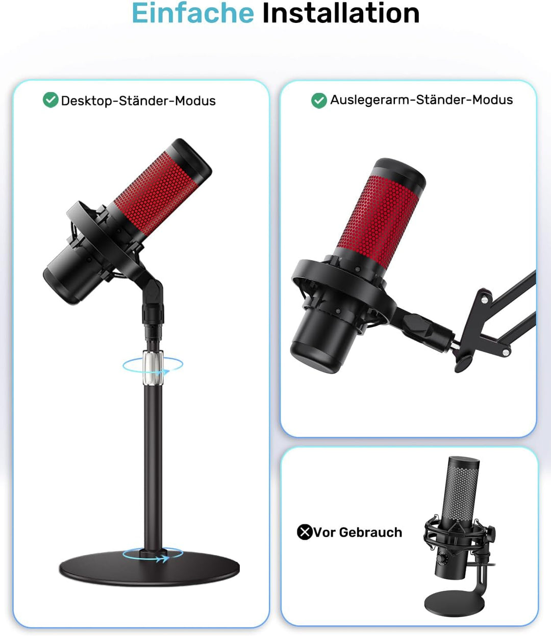 [Speziell für HyperX Quadcast-Mikrofonständer Shock Mount Mikrofonständer Reduziert Vibrations], Sto