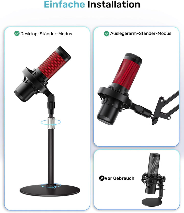 [Speziell für HyperX Quadcast-Mikrofonständer Shock Mount Mikrofonständer Reduziert Vibrations], Sto