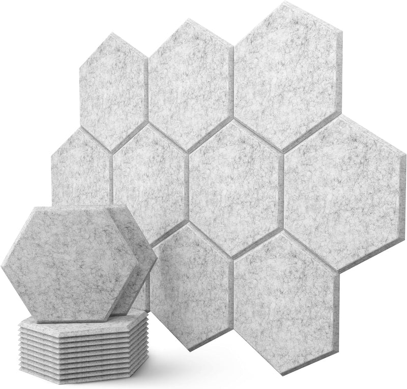 Hexagon Akustikplatten mit Aufkleber, Schalldämmung Wand, 12 Stück, Hohe Dichte Akustikpaneele für D