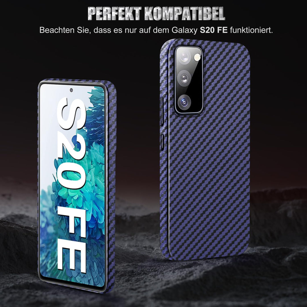 für Samsung S20 FE Hülle Carbon mit Schutzfolie Handyhülle S20 FE 5G Hart Case Ultra dünn Hybrid PC