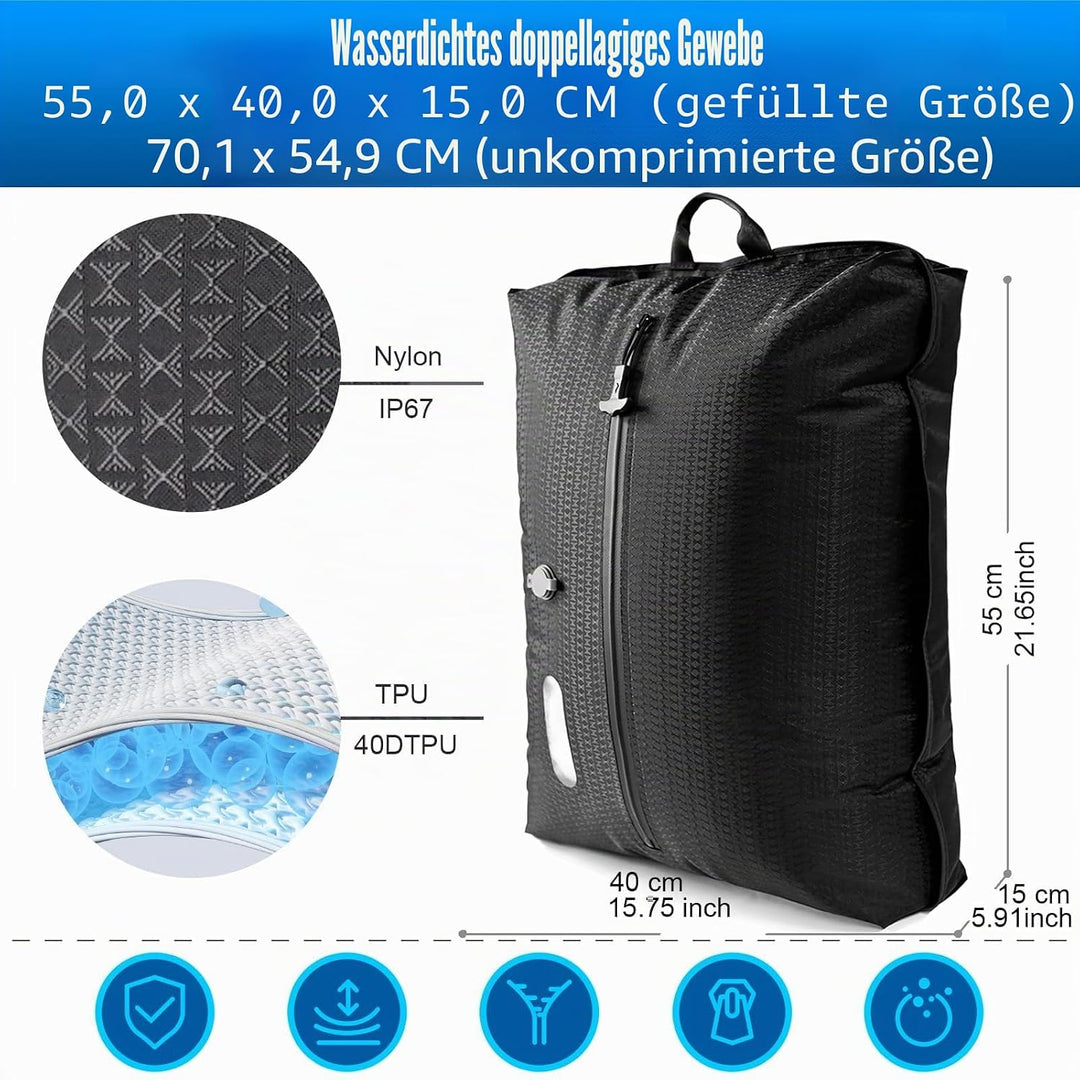 Vakuumbeutel für Kleidung Reise, Reise Vakuumbeutel mit Pumpe Kabelloser, Vacuum Bags for Clothing T