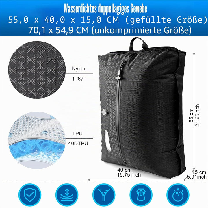 Vakuumbeutel für Kleidung Reise, Reise Vakuumbeutel mit Pumpe Kabelloser, Vacuum Bags for Clothing T