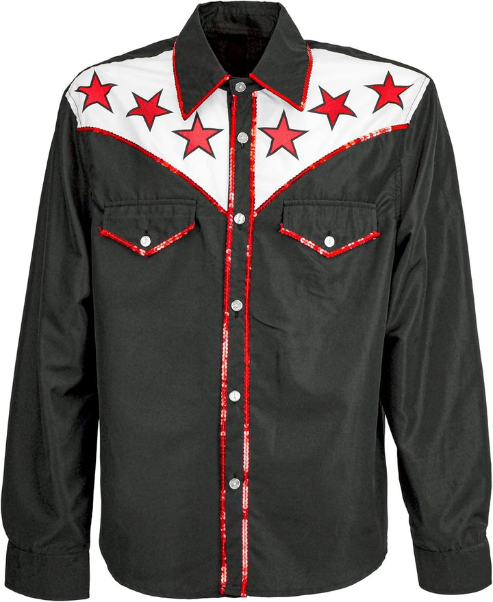 W WIDMANN MILANO Party Fashion Cowboy Hemd Rodeo für Herren | Schwarz XXL, XXL