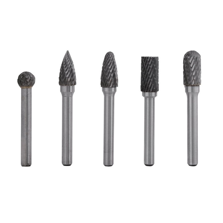 5Pcs 6mm Schaft Wolfram Stahl Rotary File Cutter Bits Doppelt Gestreift Schleifen Grat Kit 10mm Kopf