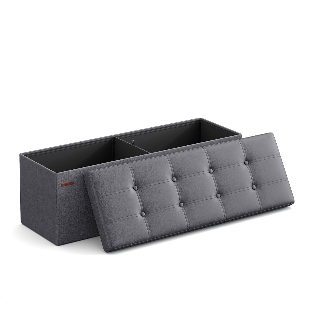 SONGMICS LSF070G01 Sitztruhe, Sitzbank, Holzwerkstoff, Dunkelgrau, 110 x 38 x 38 cm Dunkelgrau 110L