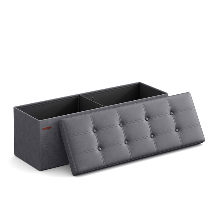 SONGMICS LSF070G01 Sitztruhe, Sitzbank, Holzwerkstoff, Dunkelgrau, 110 x 38 x 38 cm Dunkelgrau 110L