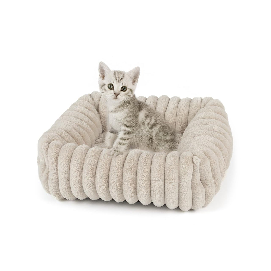 Wallace & Jones | Katzenbett Mary - Breitcord Optik - Sand | S | ca. 51 x 46 x 15 cm