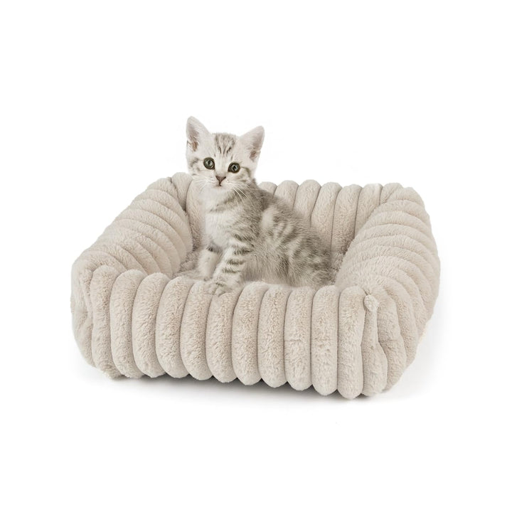 Wallace & Jones | Katzenbett Mary - Breitcord Optik - Sand | S | ca. 51 x 46 x 15 cm