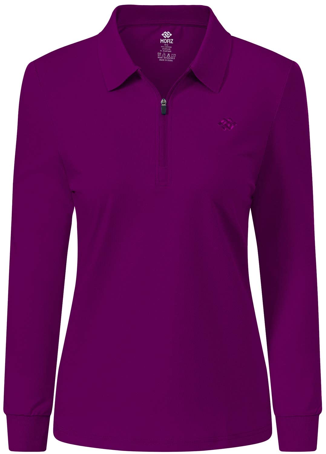 AjezMax Poloshirt Damen Golf Polohemd Langarm Baumwolle Sport Polo Wintershirts mit Reissverschluss