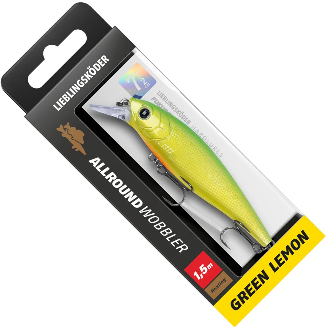 Lieblingsköder Allroundwobbler 7,5cm 9,4g - Wobbler Green Lemon, Green Lemon