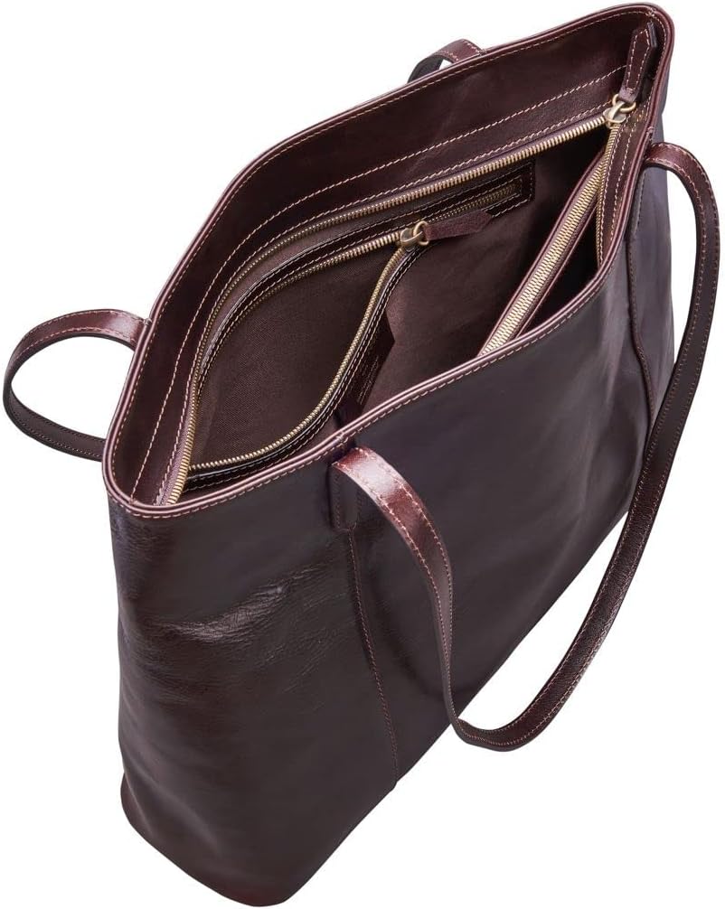 Maxwell Scott Italienischer Damen Leder Shopper Athenea in Dunkelbraun, Dunkelbraun