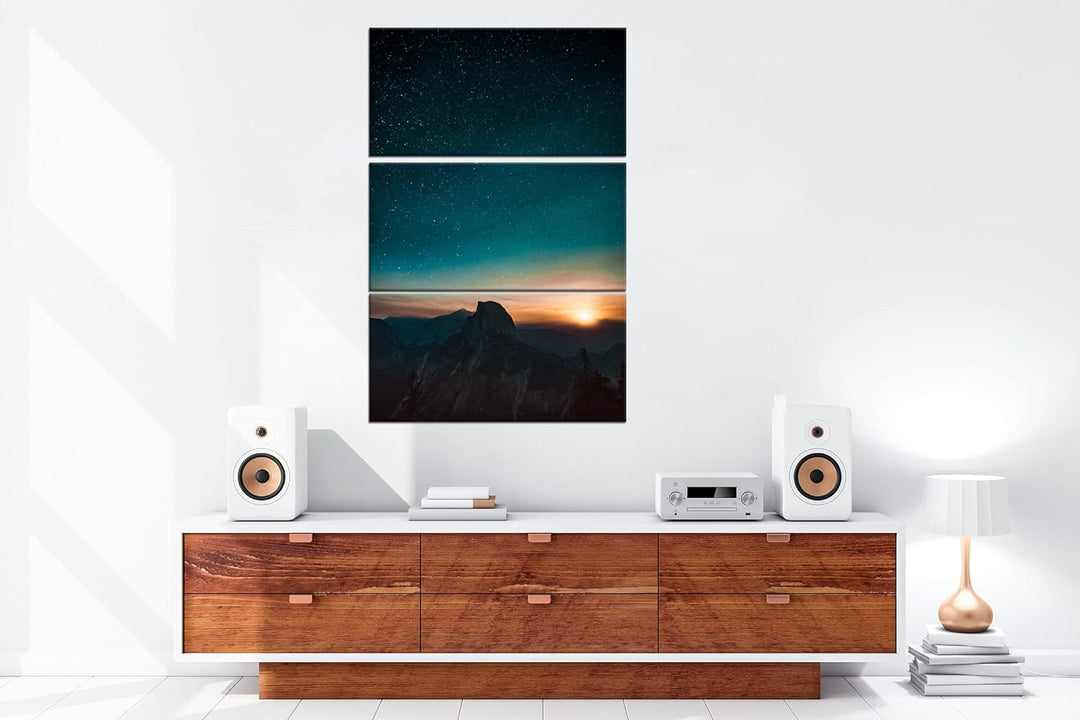 deyoli atemberaubender Sternenhimmel bei Sonnenaufgang Format: 3Teilig als Leinwandbild, Motiv ferti