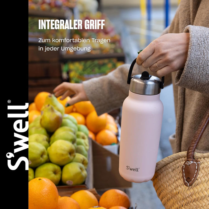 S'well Explorer Flasche aus recyceltem Edelstahl mit Klapp-Trinkhalm-Deckel, 700 ml, Stil rosa Himal