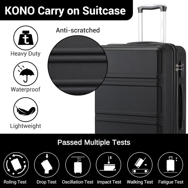 KONO Koffer Trolley Reisekoffer M (55cm) Schwarz, M (55cm) Schwarz