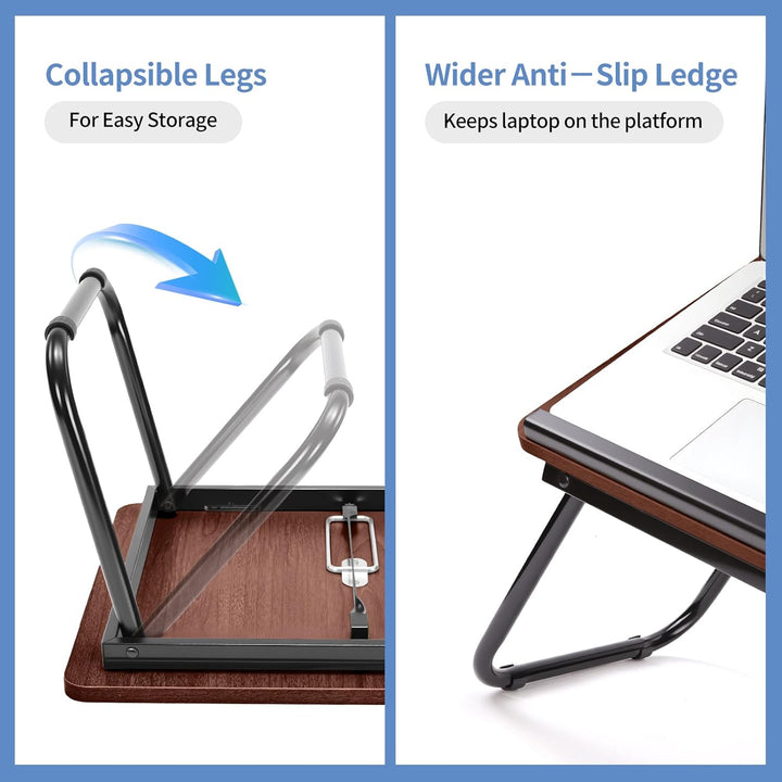 Klappbarer Laptoptisch Höhenverstellbar Lapdesk Notebooktisch mit Neigung Getränkehalter Laptop Tisc
