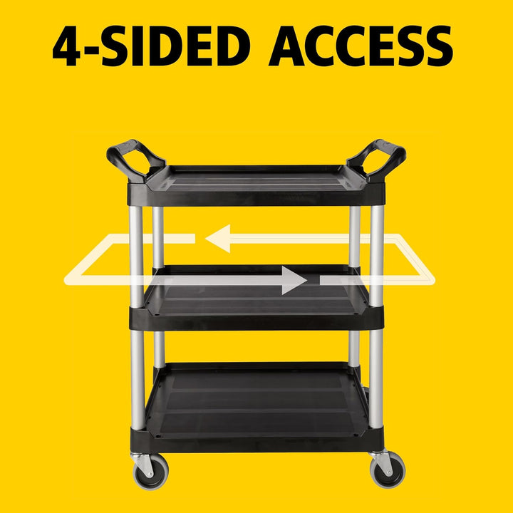 Rubbermaid Commercial Products FG342488BLA Mehrzweckwagenv mit 3 Böden, Schwarz, Schwarz