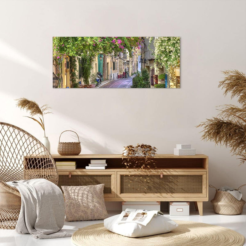 Wandbilder Dekoration Wohnzimmer Strasse dekoration blumen griechenland Bilder auf Leinwand 120x50cm