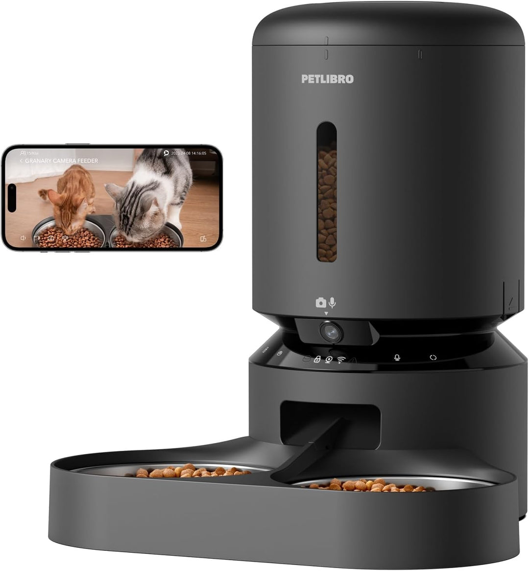 PETLIBRO 5L Futterautomat Katze 2 Näpfe mit 1080P Kamera, 5G WiFi Katzenfutter Automat mit APP & Nac