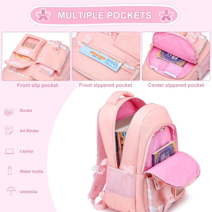 KEBEIXUAN Schulrucksack Mädchen | Cute Kinderschultasche 1. - 5. Klasse | Atmungsaktiv Wasserabweise