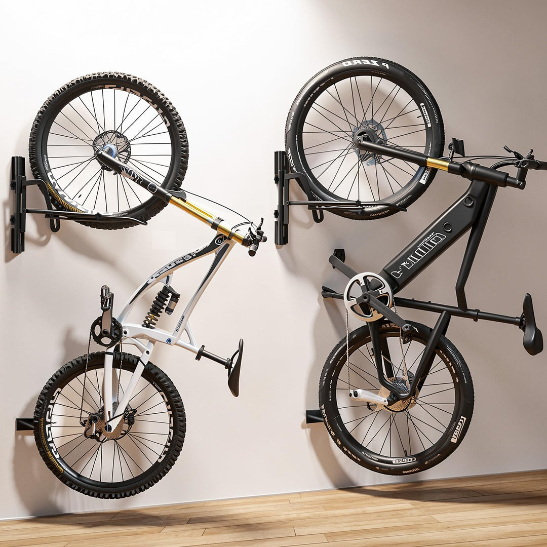 Housolution Schwenkbares Fahrrad-Wandhalterung für Garage, 2 Stück | Hebeloses Fahrradregal für Räde