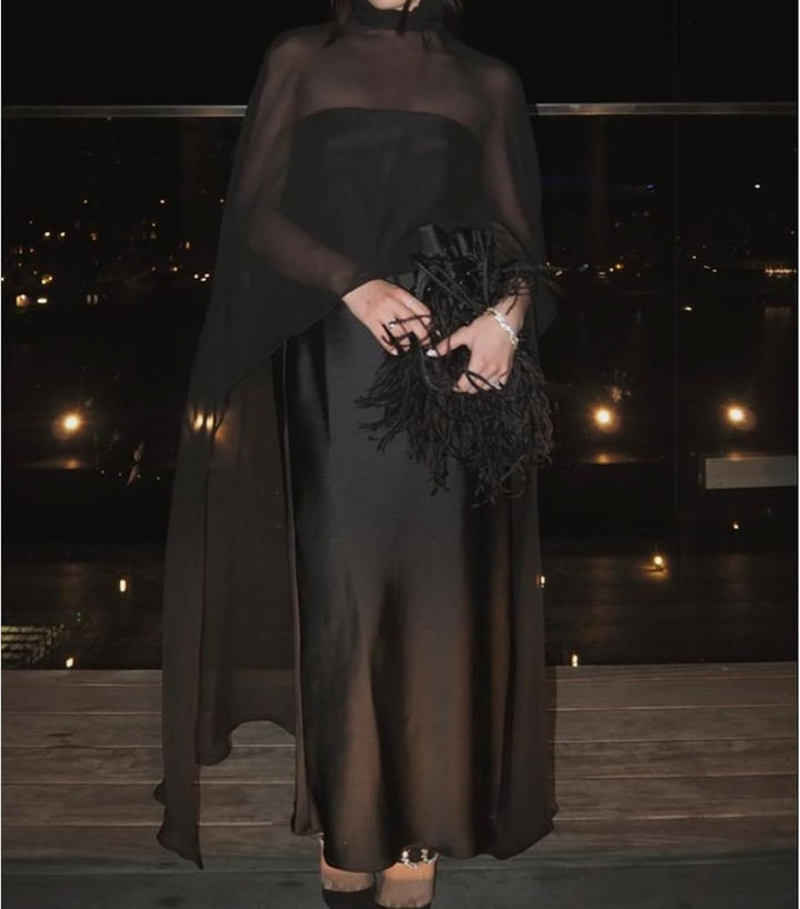 Damen-Chiffon-Schal, Umhang, Tüll, Brautschmuck, fliessende Capelets für Abendkleid, Netzstoff, durc