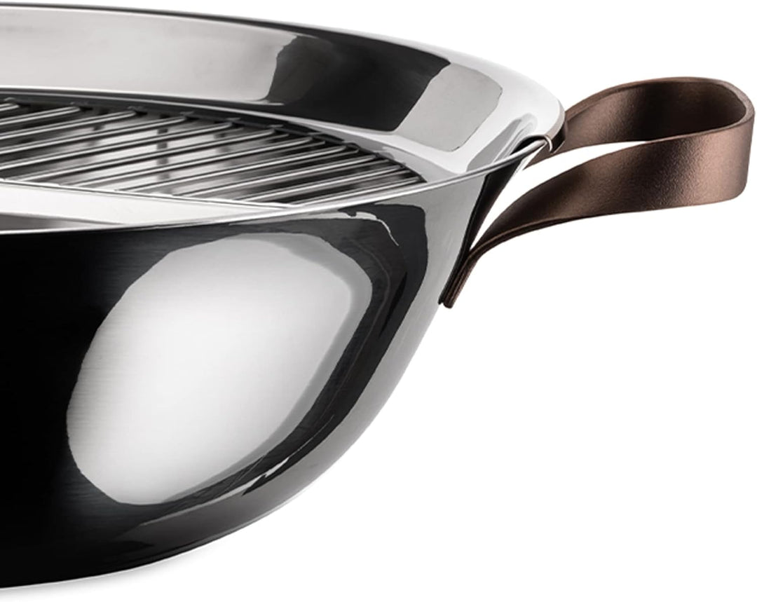 Alessi edo Wok mit Griffen, Metall, Stahl, braun, 3