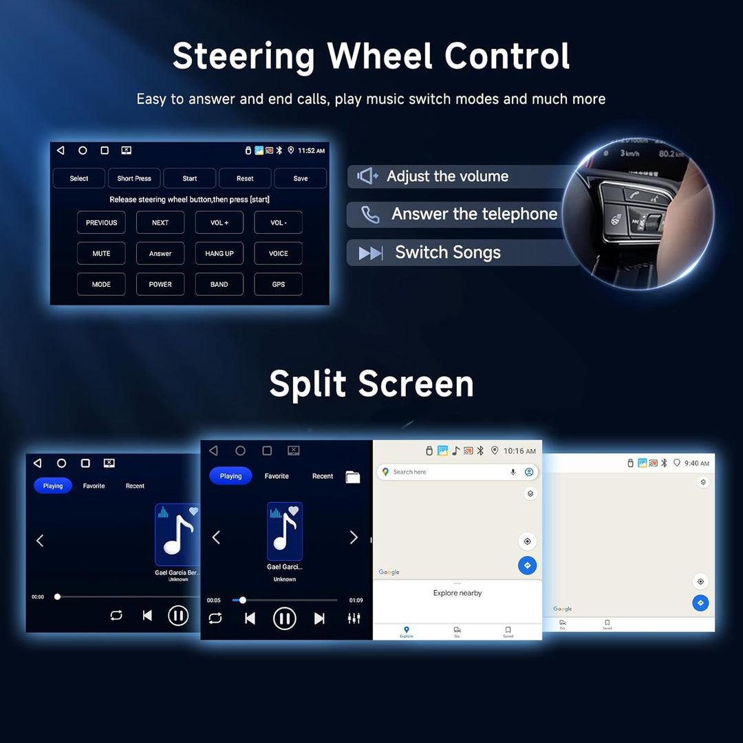 Android 13 Autoradio 1 DIN Kabelloses Carplay Android Auto, Podofo 9 Zoll Touchscreen 4G+64G Radio B
