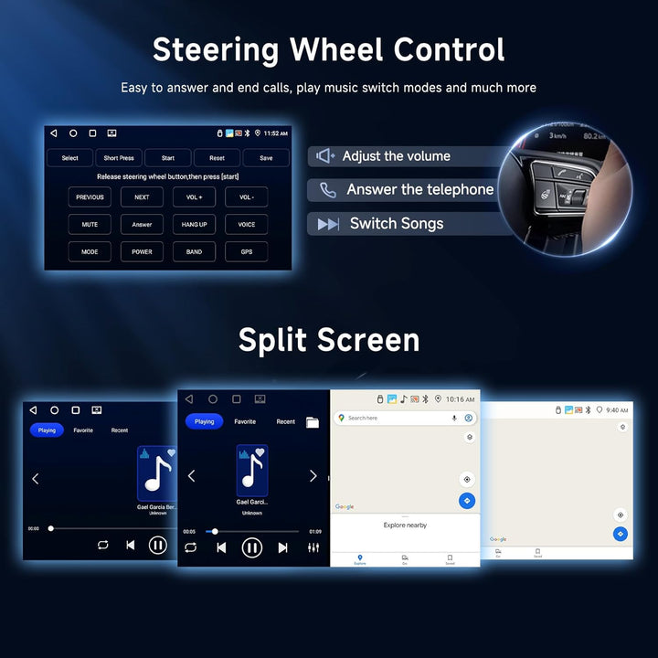 Android 13 Autoradio 1 DIN Kabelloses Carplay Android Auto, Podofo 9 Zoll Touchscreen 4G+64G Radio B