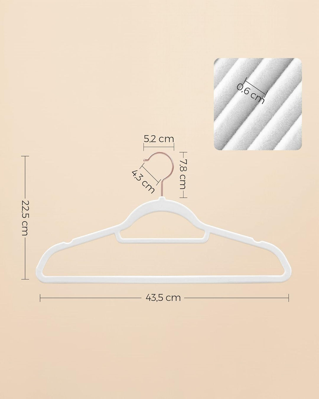 SONGMICS Kleiderbügel Samt, 30er Set, Bügel, rutschfest, kleine Stange für Krawatten, 360° drehbarer