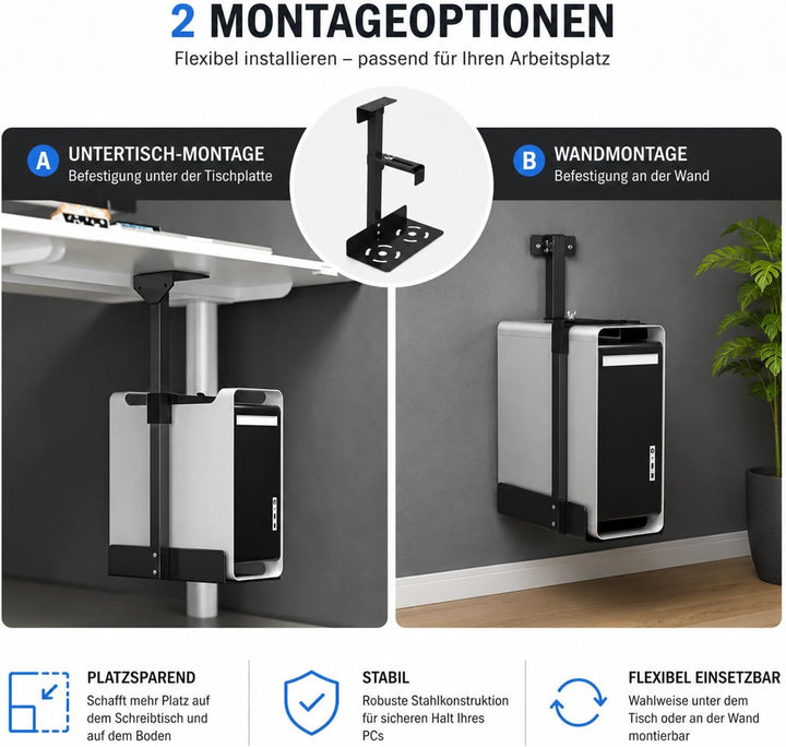 PC Halterung Unter Schreibtisch, Carbonstahl Computer Aufhängung Halter, PC Halterung für Untertisch