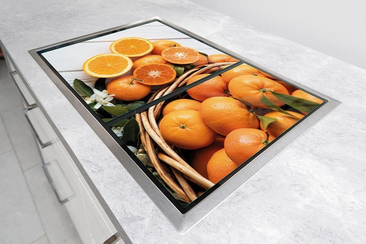 DarHaus Herdabdeckplatten tweiteilig 75x52 cm Ceranfeld Abdeckung Glas Spritzschutz Abdeckplatte Gla
