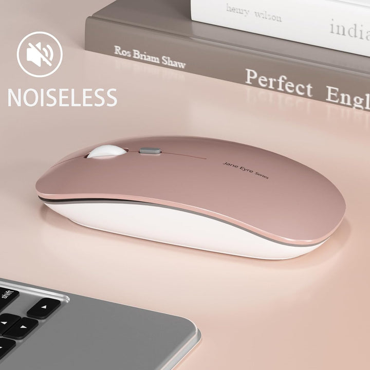 Uiosmuph Q5 Kabellos Maus, Wiederaufladbar Funkmaus 2.4G Leise Funkmaus Ultra Dünn Wireless Computer