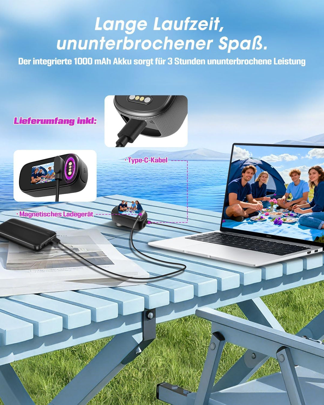 Mini Action Cam 4K NEU Upgraded, Body Cam mit 64GB SD Karte, Wasserdicht 30M, 180 Min Akkulaufzeit,