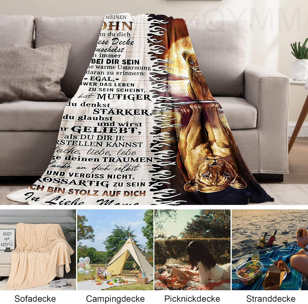 Personalisierte Decke Sohn Geschenke von Mama, Mutter Sohn Geschenke, Kuscheldecke Flauschige, Witzi