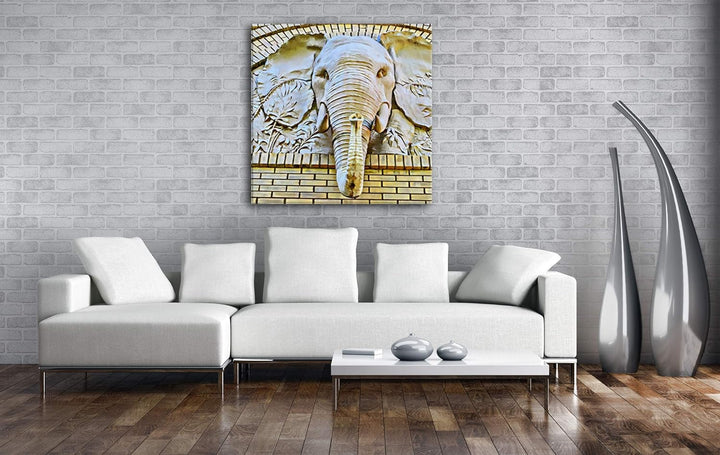deyoli Beeindruckendes Elefanten Relief Format: 70x70 Effekt: Zeichnung als Leinwandbild, Motiv auf