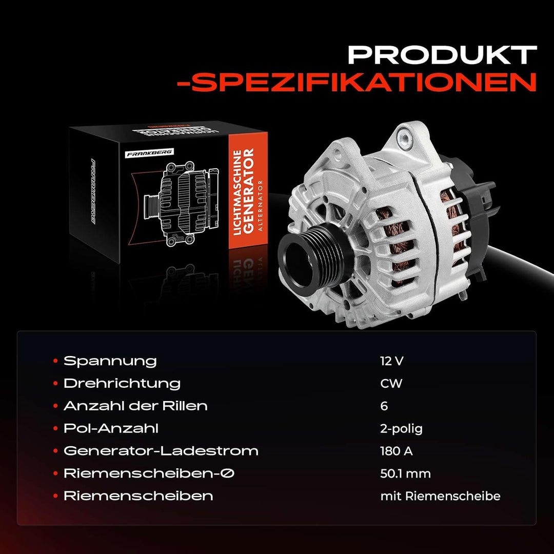 Frankberg Alternator Lichtmaschine Generator Kompatibel mit C218 CLS500 X218 CLS500 E-Klasse E500 X1