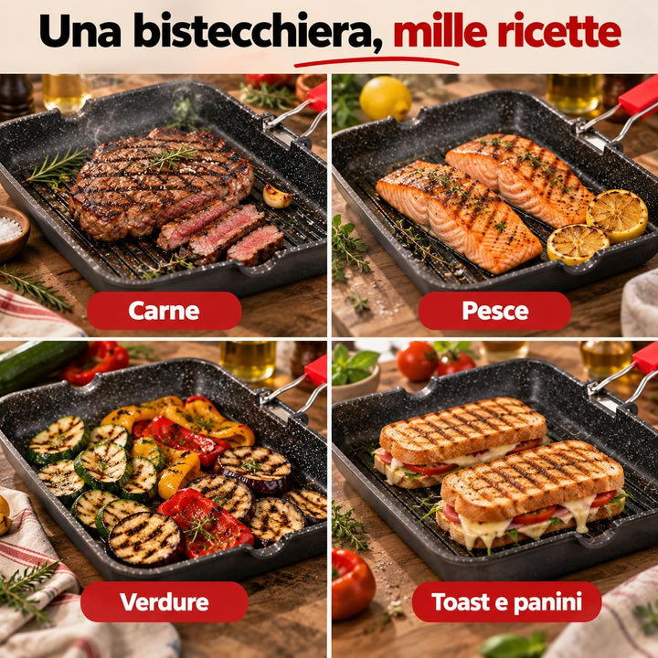 Moneta Grillpfanne 24 x 34 cm Pro Grill mit Klappgriff auch für Induktion