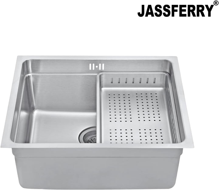JASSFERRY Küchenspüle 1 Becken Unterbau-Küchenspüle, Unterbauspüle mit Geschirrkorb 490 x 440 Edelst