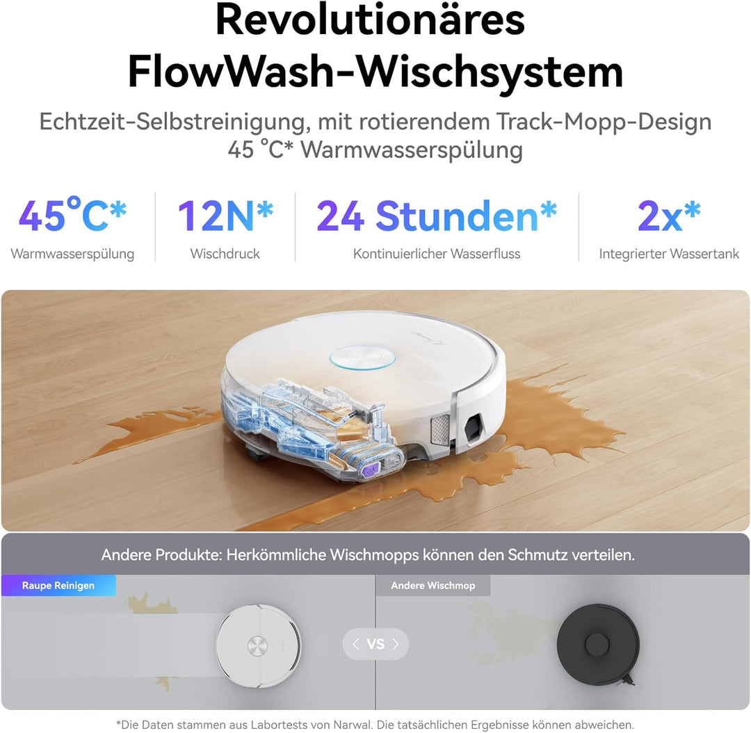 NARWAL Flow Saugroboter mit Wischfunktion, FlowWash-Moppsystem mit Echtzeit-Selbstreinigung, 22.000