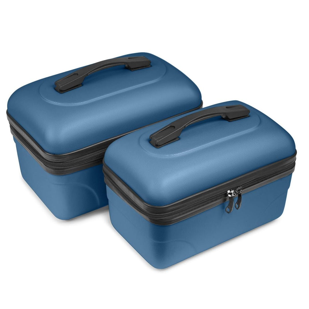 2er-Set Grosse starre Waschtisch-ABS-Schale - Kulturbeutel/Make-up-Etui 35 cm Dunkelblau, Dunkelblau