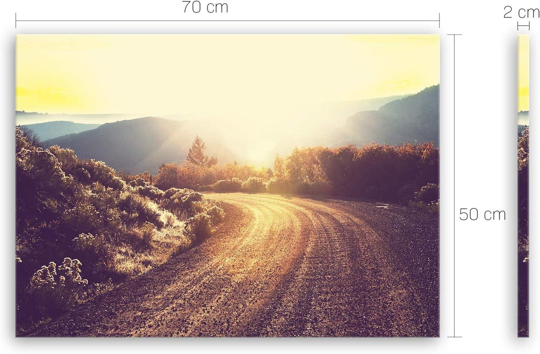 ge Bildet Bild auf Leinwand | Landschaftsbilder - road in forest E in 70x50 cm als Wandbild | Wand-d