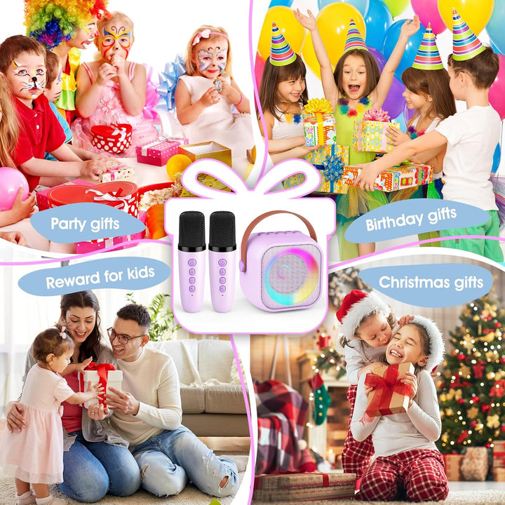 Geschenk Mädchen 3-10 Jahre, Bluetooth Karaoke Maschine mit 2 Mikrofon Kinder Spielzeug Mädchen, Dra