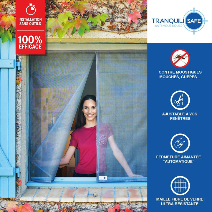 Fliegengitter verstellbar Magnetverschluss Tranquilisafe® für Fenster - Fliegengitter magnetisch - F