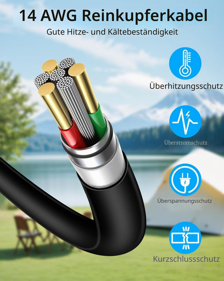 GELRHONR XT60 auf 12V DC Auto Kühlbox Kabel14AWG, Robustes 12-Volt-Car Kühlschrank Netzteilkabel Por